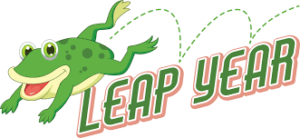 Leap year frog logo on white background